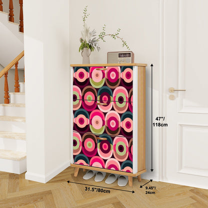 Mid Century Modern Groovy Mod Orbs, Pink, Green Blue Retro Shoe Storage Cabinet - Mid Century Modern Gal
