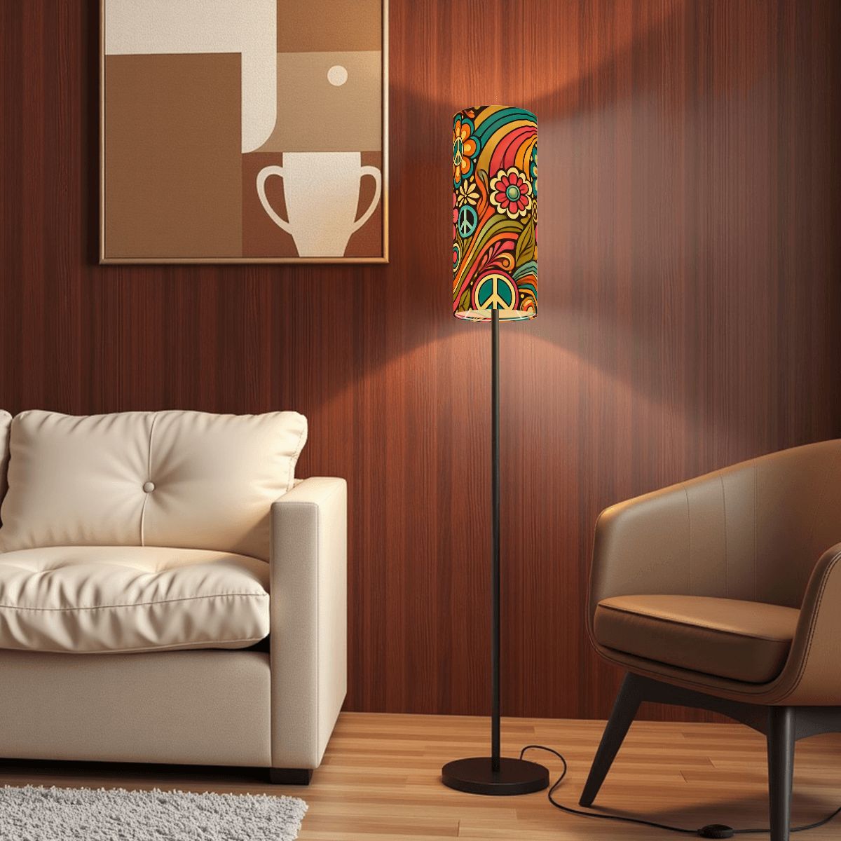70s Style Hippie Retro Groovy Lamp Shade ONLY - For Slim Floor Lamps Only - Mid Century Modern Gal