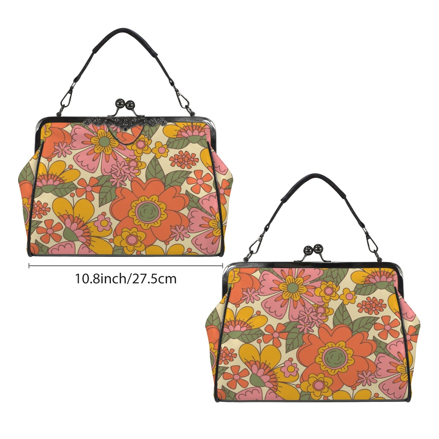 Groovy 60s Floral Kisslock Crossbody Purse - Mid Century Modern Gal