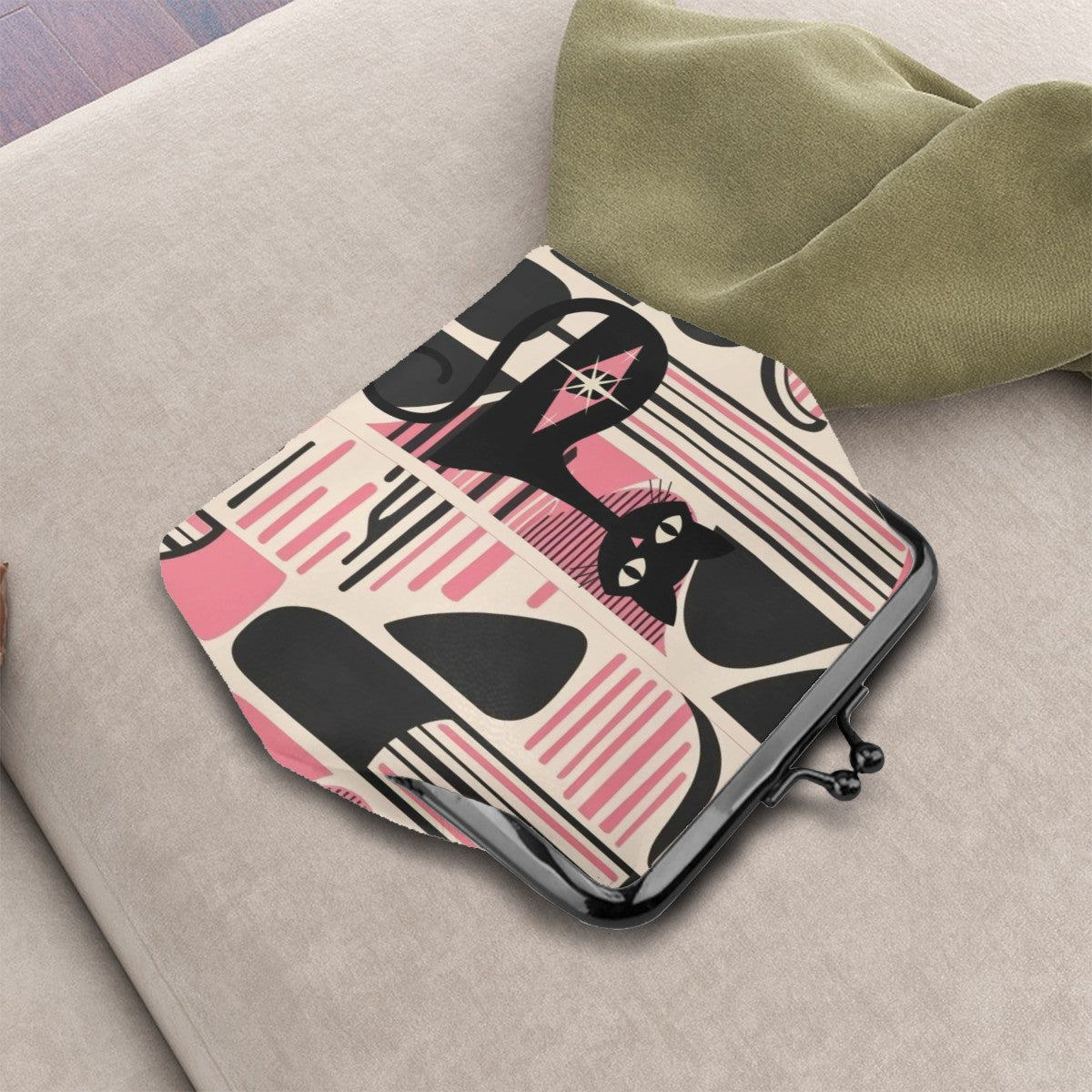 Atomic Cat Mid Century Modern Coin Purse – Retro Kitsch Accessory for Vintage Style Lovers - Mid Century Modern Gal