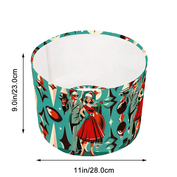 Mid Century Modern Christmas Shade With Retro Mod Couple Kitschy Holiday Lampshade - For Arc Floor Lamps Only