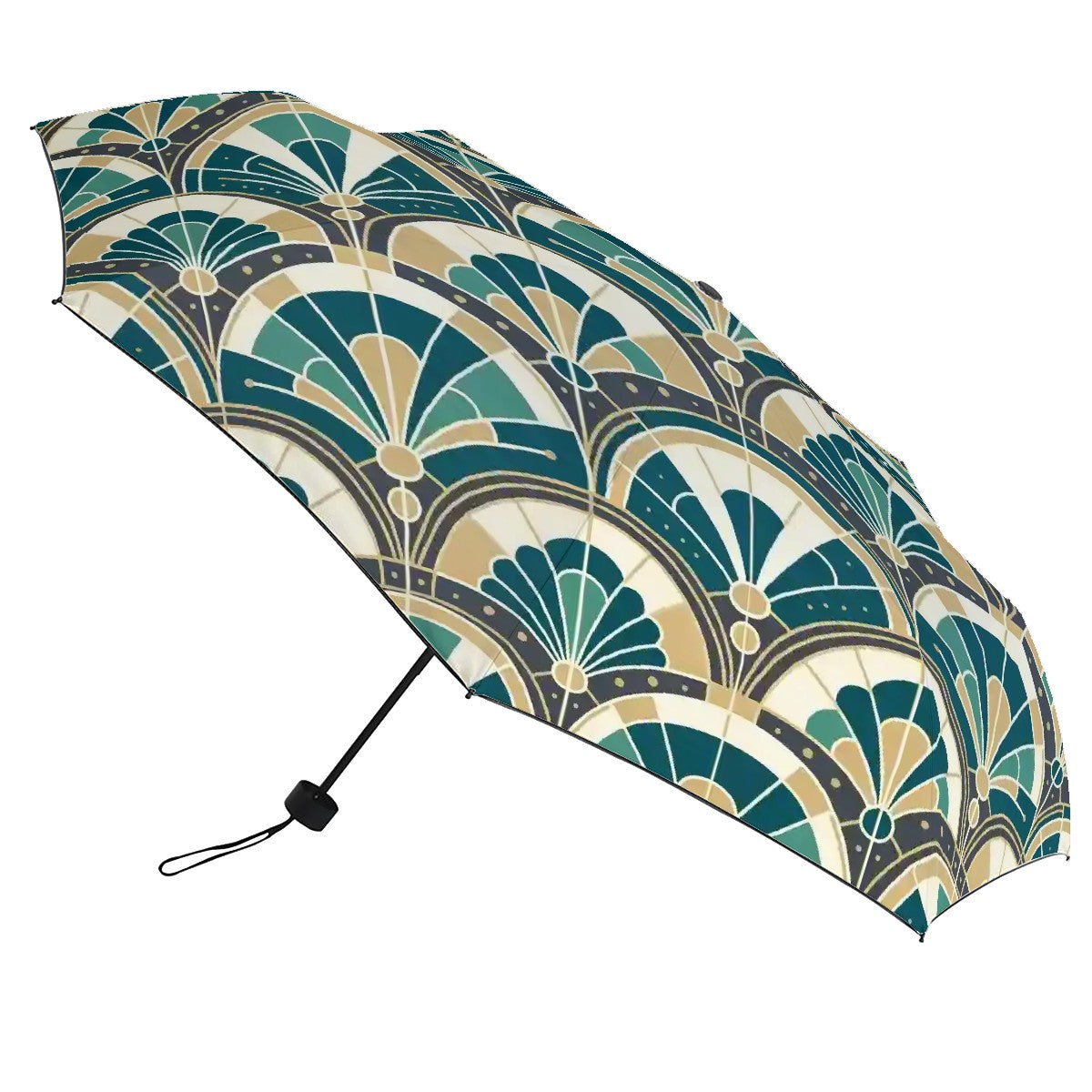 Art Deco Peacock Inspired UV Protection Umbrella - Mid Century Modern Gal