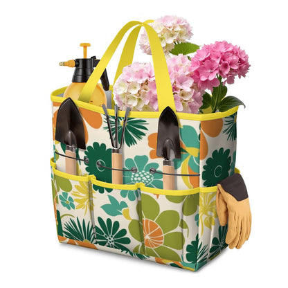 70s Flower Power Retro Groovy Mod Orange Yellow Teal Green Garden Tool Bag - Mid Century Modern Gal