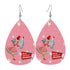 Mid Century Modern Christmas Old Timey Santa Pink Mod 50s Gal Faux Leather Teardrop Earrings - Mid Century Modern Gal