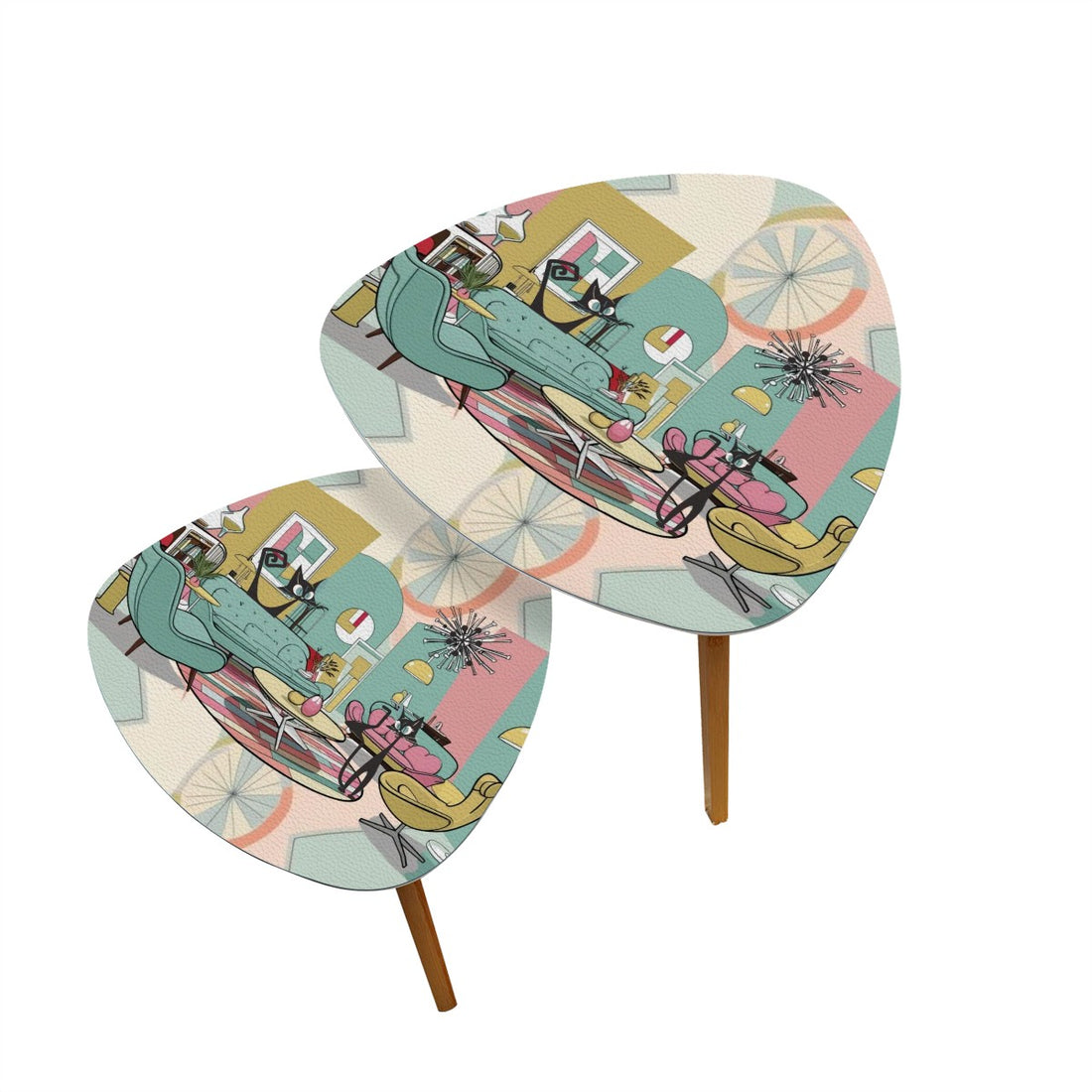 Atomic Retro Cats, Kitschy Mod Nesting Tables - Mid Century Modern Gal