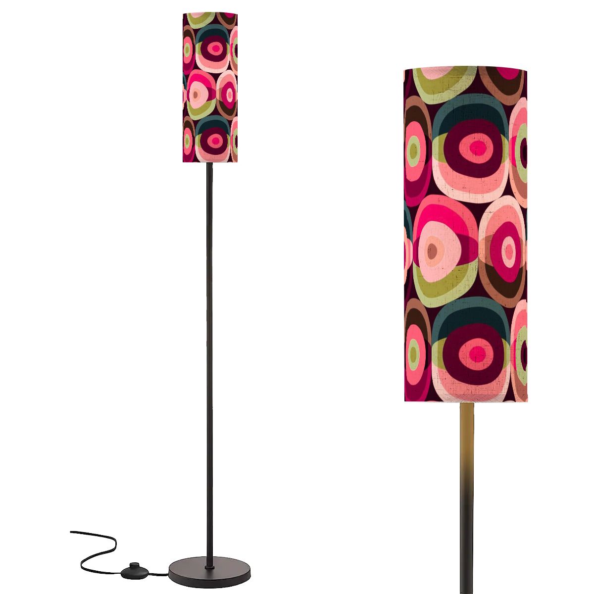 Mid Mod Groovy Orbs, Pink Green Retro MCM Slim Floor Lamp - Mid Century Modern Gal