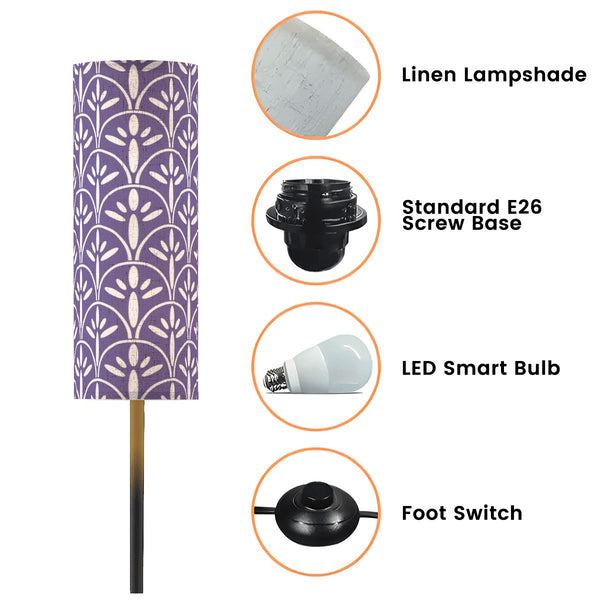 Art Deco Colorful Abstract Floor Lamp | Lavender Purple And White Mid Century Modern Lighting