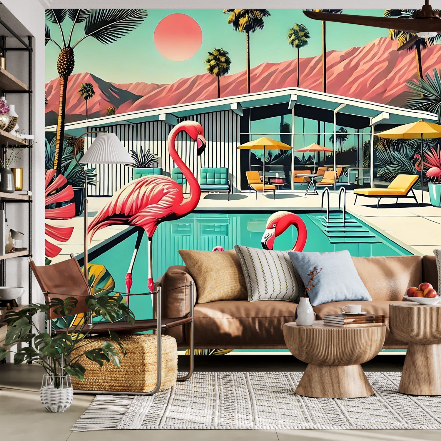 Palm Springs California Wallpaper Mural, Peel And Stick 50s Kitsch