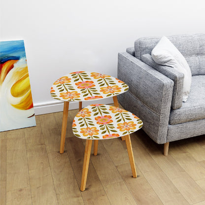Scandinavian Mid Century Modern Floral Modern Danish Nesting Table Side Table Furniture - Mid Century Modern Gal
