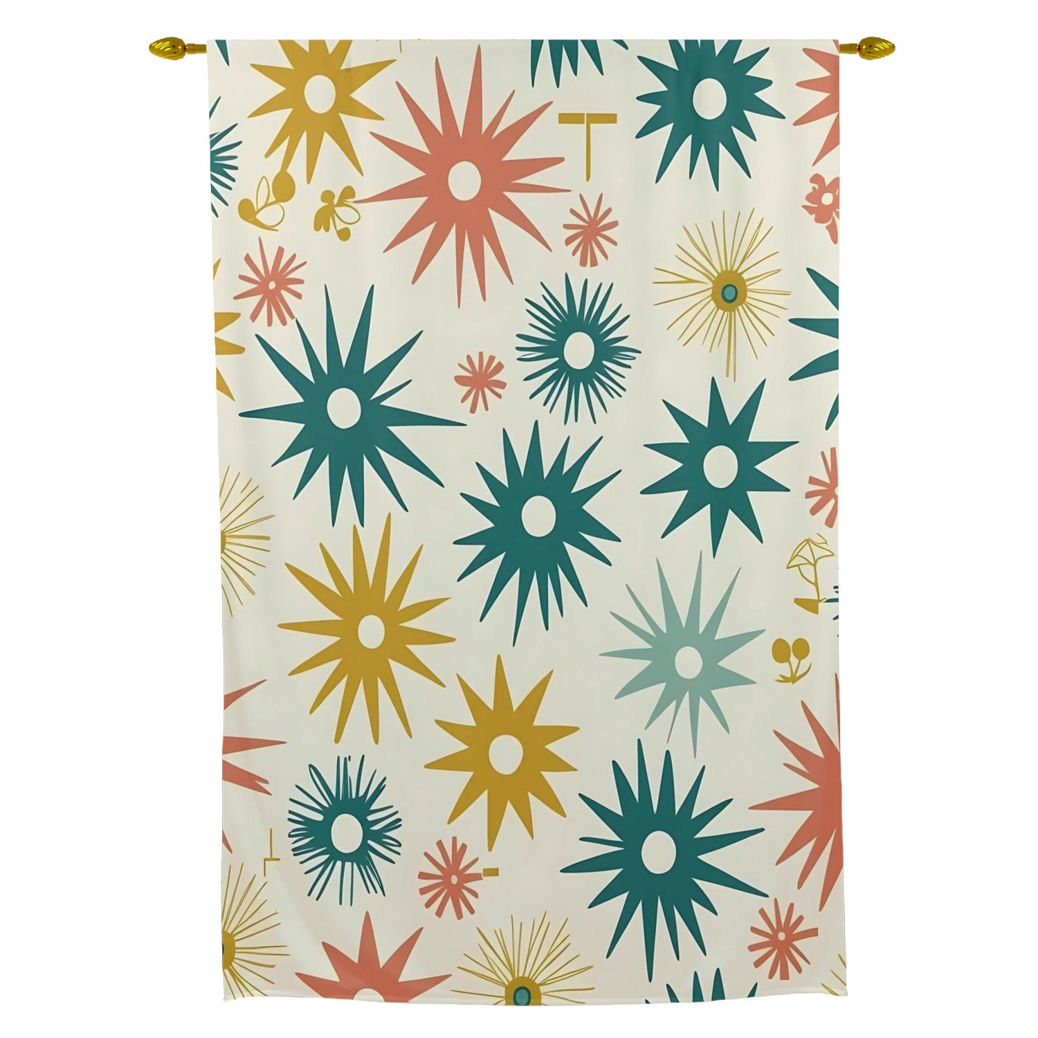 Atomic Starbursts, 50s Retro Mid Century Modern Tie Up Curtain - Mid Century Modern Gal