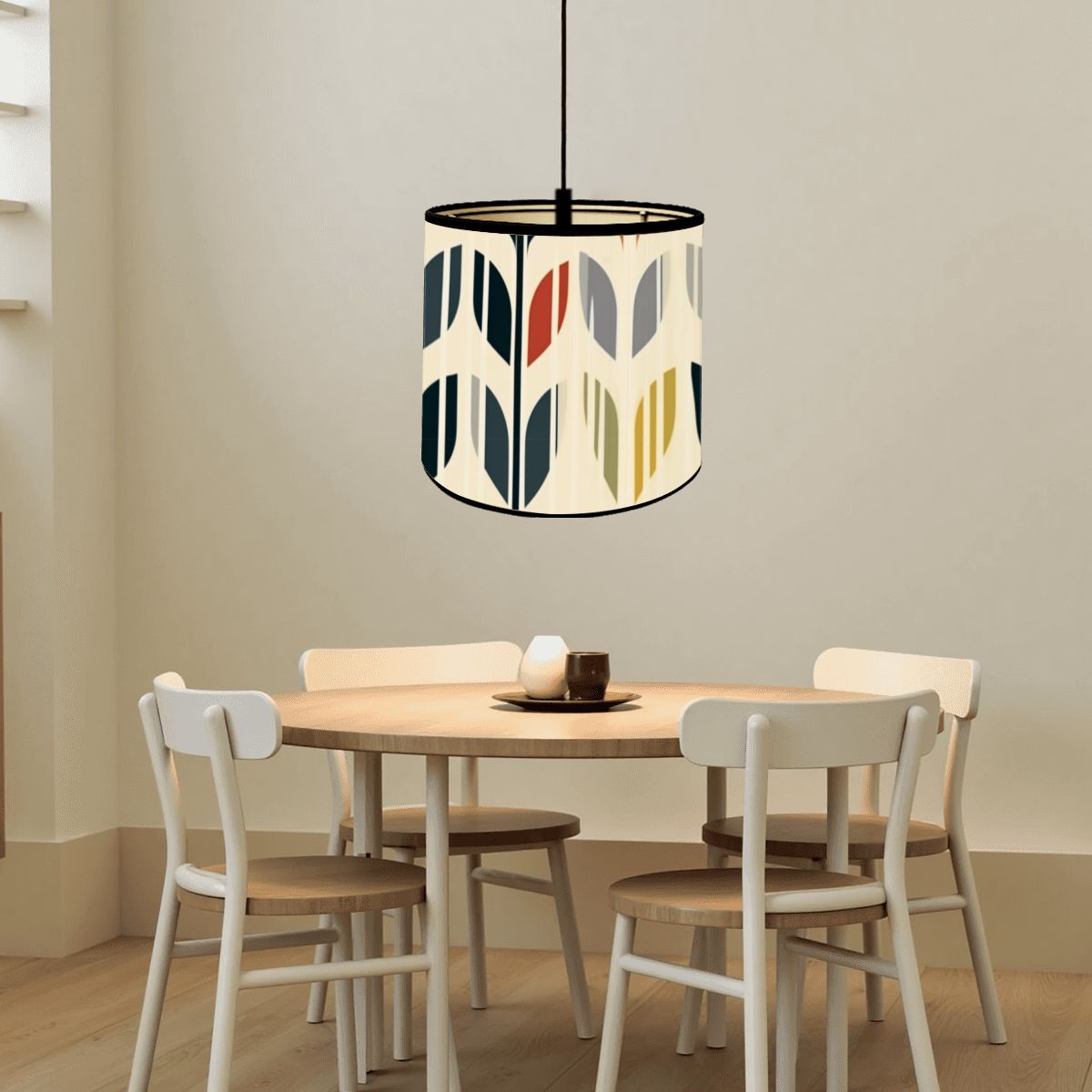 Scandinavian Modern Danish Flower Bamboo Drum Lampshade - Mid Century Modern Gal