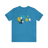 Atomic Cat, Mid Century Modern Franciscan Pattern Starburst, Retro Mod T-Shirt, Unisex Sizing T-Shirt Aqua / 2XL