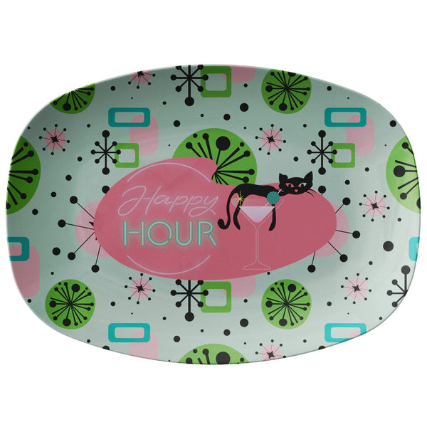 Atomic 50's Party Platter, Mid Century Dinnerware, Atomic Cat, Kitschy Retro Party Platter