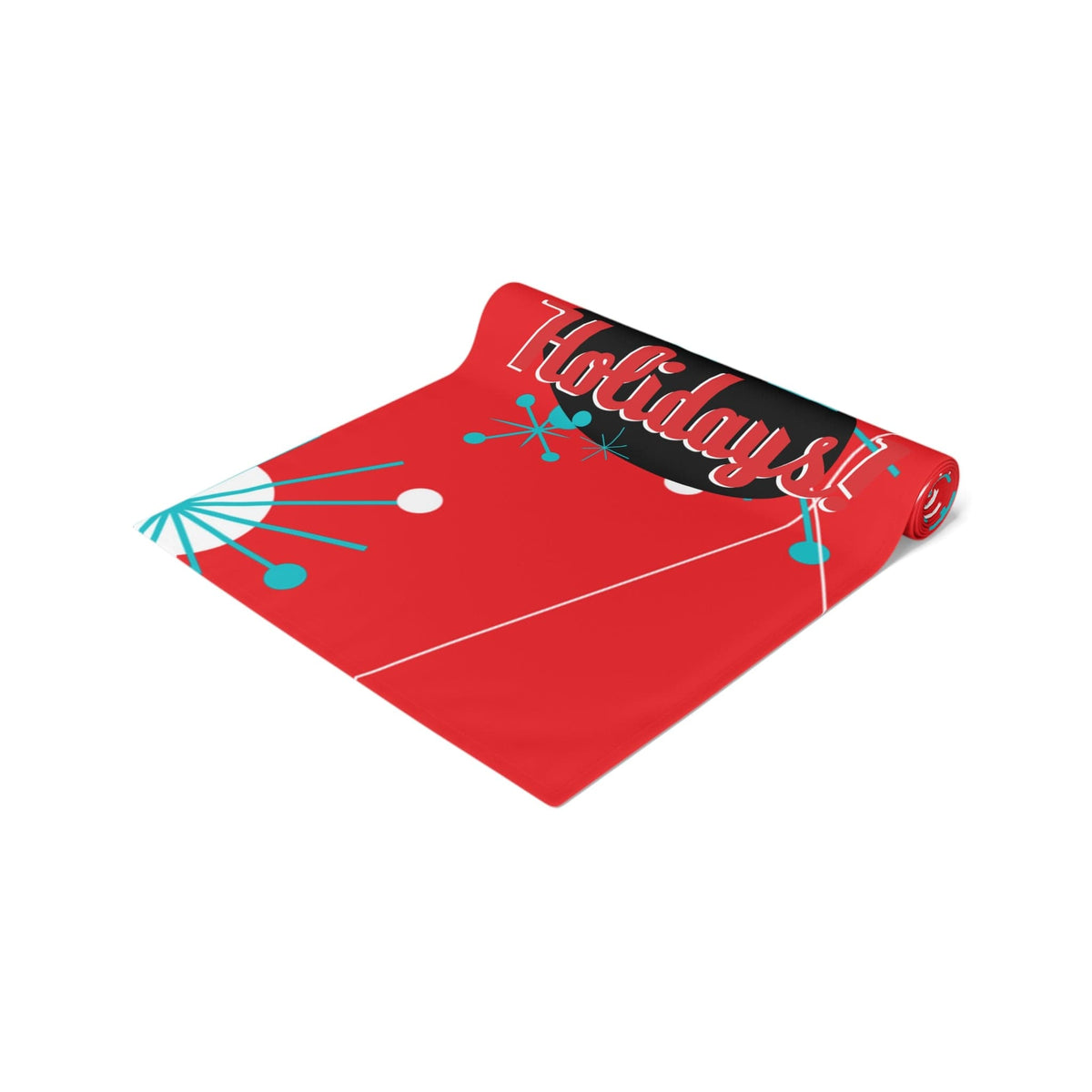 Atomic 50's Red, Atomic Cat, Holiday, Mid Mod Table Runner (Cotton, Poly) Home Decor