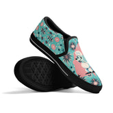 Atomic 50s Poodle Slip On Canvas Shoes, Mid Century Modern Pink, Aqua Starbursts