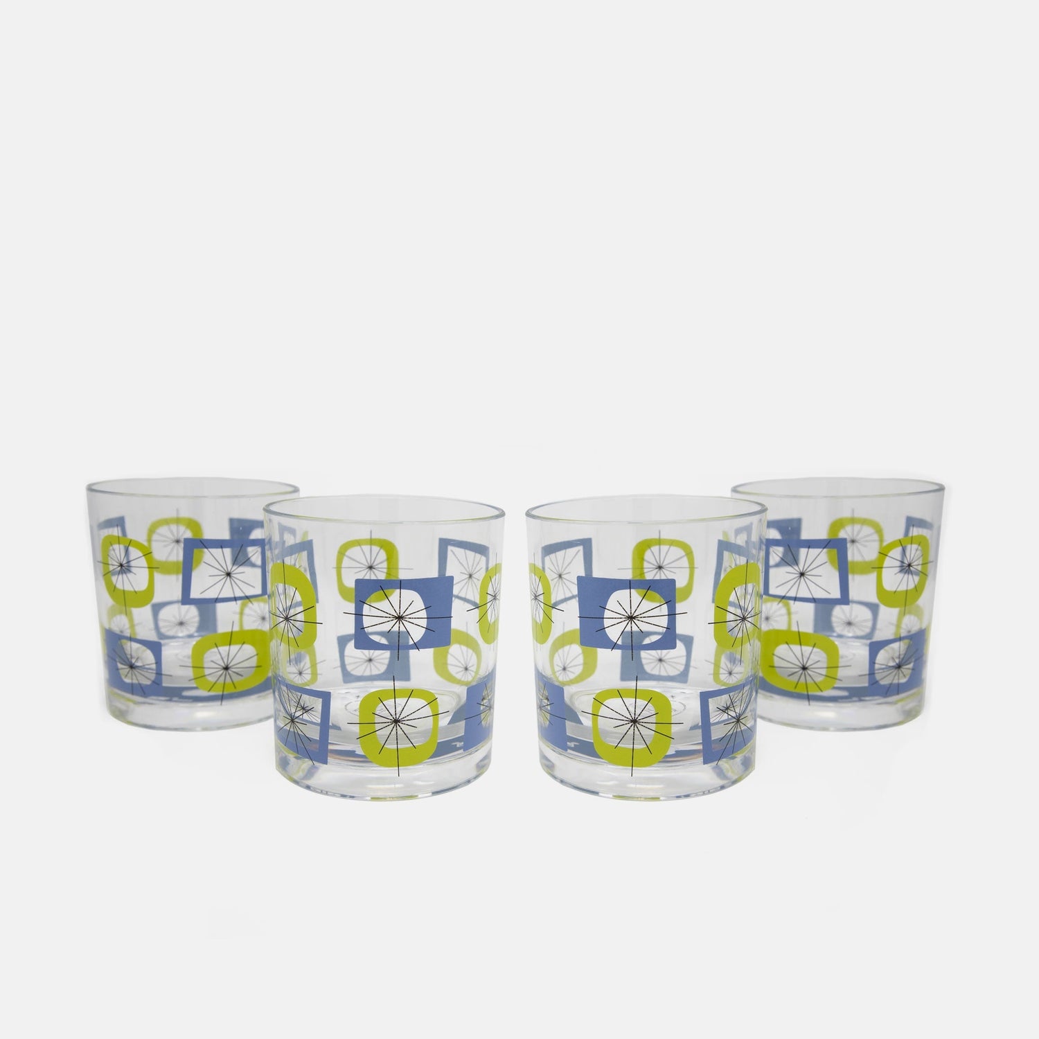 Atomic Acrylic Old Fashioned Glass - Set of 4 - Blue Green