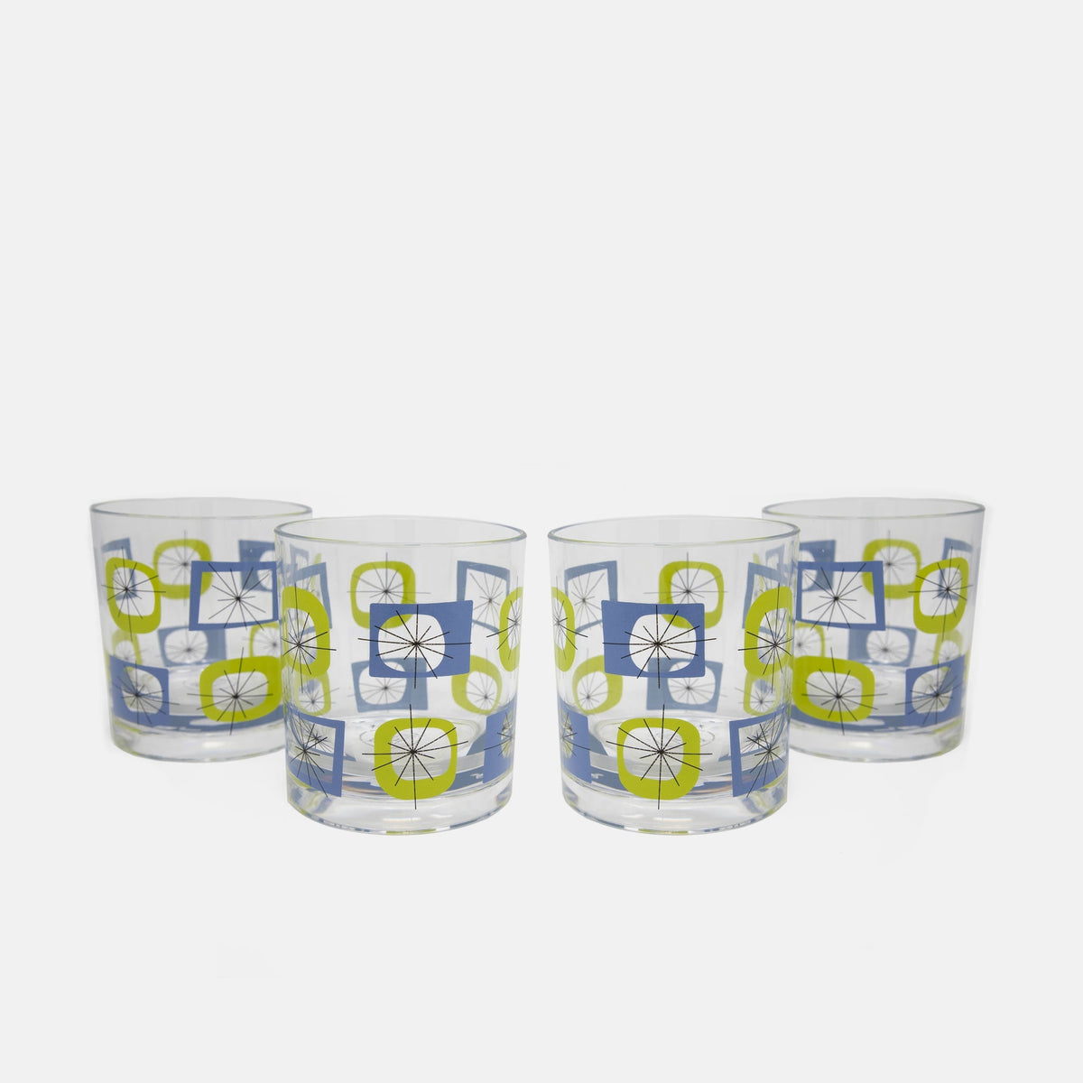 Atomic Acrylic Old Fashioned Glass - Set of 4 - Blue Green