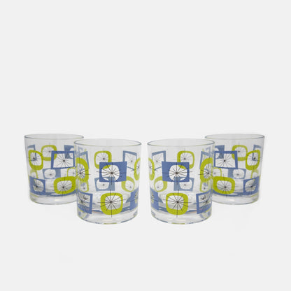 Atomic Acrylic Old Fashioned Glass - Set of 4 - Blue Green