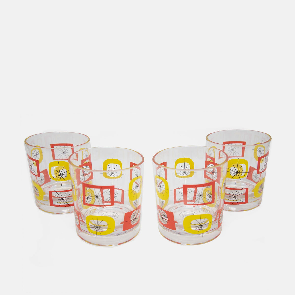 Atomic Acrylic Old Fashioned Glass - Set of 4 - Orange Yellow