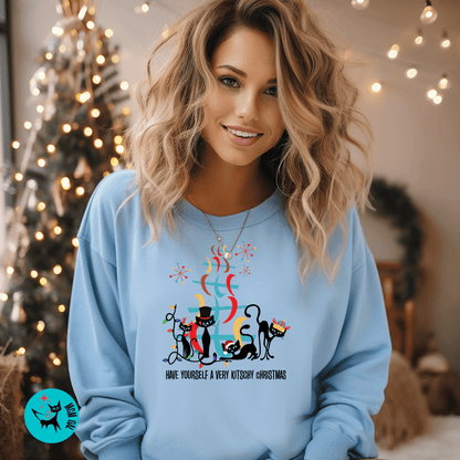 Atomic Cat Christmas Sweater, Have Yourself A Very Kitschy Christmas Cozy Loose Fit, Sweatshirt Sweatshirt