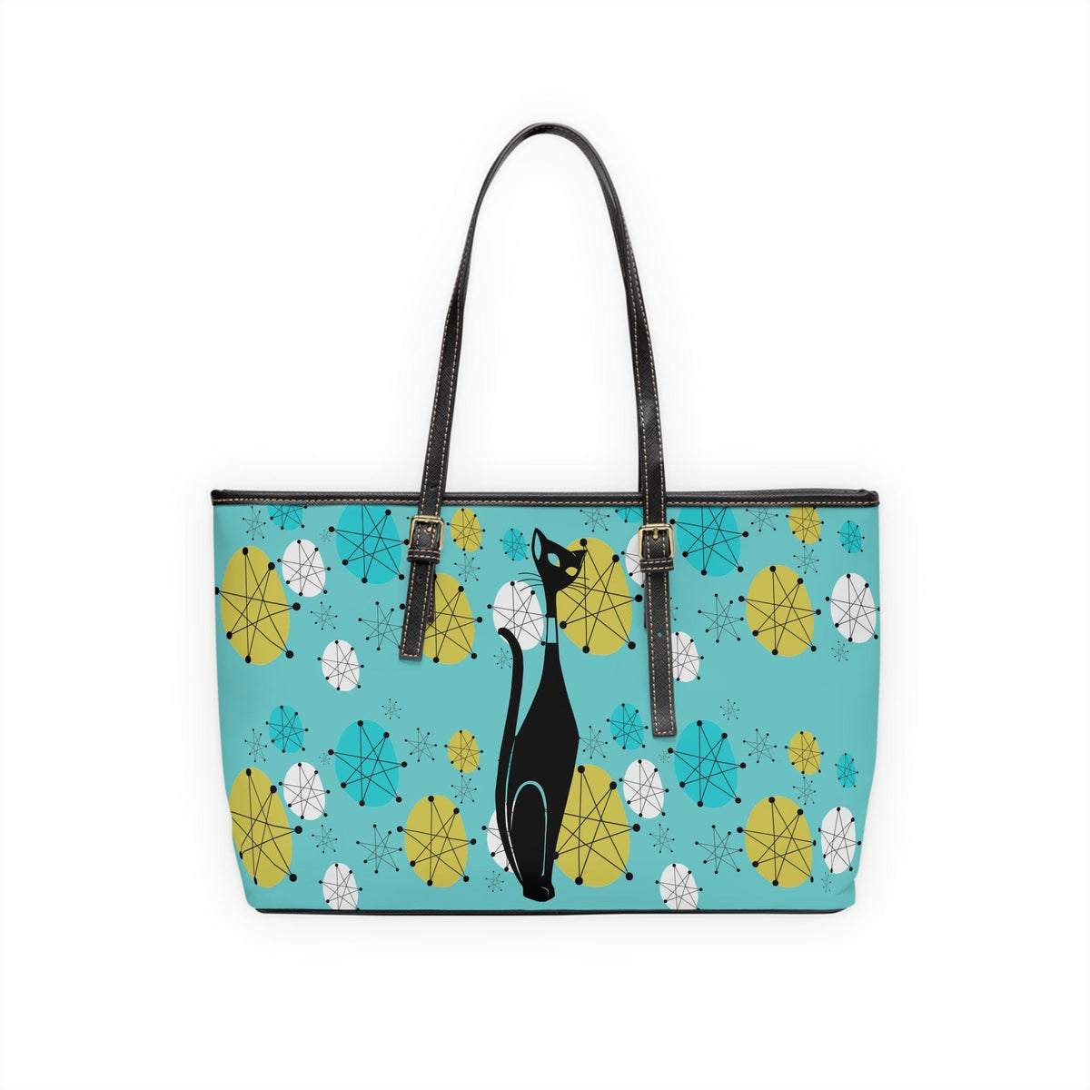 Atomic Cat Designed Aqua Blue, Franciscan Starburst, Kitschy Fun Shoulder Bag Bags
