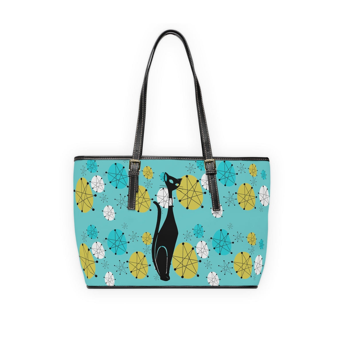 Atomic Cat Designed Aqua Blue, Franciscan Starburst, Kitschy Fun Shoulder Bag Bags