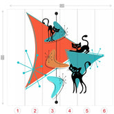 Atomic Cat Designed Peel And Stick, Kitschy Mid Century Modern Wall Paper Wall Mural Wallpaper