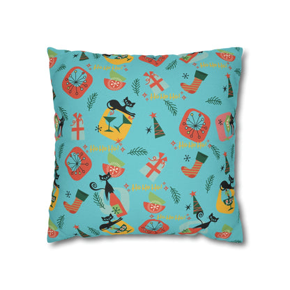 Atomic Cat Designs, Mid Century Modern Christmas Decor, Fun Holiday Spirit Kitschy Seasonal Pillow Cover Home Decor