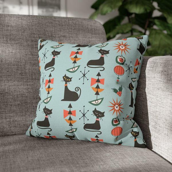 Atomic Cat Designs, Mid Century Modern Christmas Starburst, Fun, Festive, Kitsch Pillow Cover By Mid Century Modern Gal