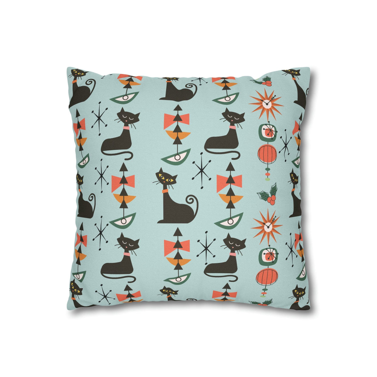 Atomic Cat Designs, Mid Century Modern Christmas Starburst, Fun, Festive, Kitsch Pillow Cover By Mid Century Modern Gal Home Decor