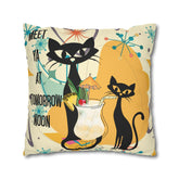 Atomic Cat, Funny Pillow For Cat Lovers, Cats, Pina Colada, Cocktails Mid Century Modern Pillow Case Home Decor