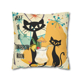 Atomic Cat, Funny Pillow For Cat Lovers, Cats, Pina Colada, Cocktails Mid Century Modern Pillow Case Home Decor