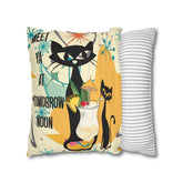 Atomic Cat, Funny Pillow For Cat Lovers, Cats, Pina Colada, Cocktails Mid Century Modern Pillow Case Home Decor