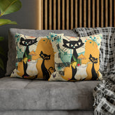 Atomic Cat, Funny Pillow For Cat Lovers, Cats, Pina Colada, Cocktails Mid Century Modern Pillow Case Home Decor