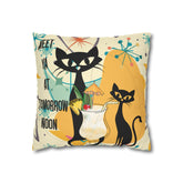 Atomic Cat, Funny Pillow For Cat Lovers, Cats, Pina Colada, Cocktails Mid Century Modern Pillow Case Home Decor