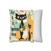 Atomic Cat, Funny Pillow For Cat Lovers, Cats, Pina Colada, Cocktails Mid Century Modern Pillow Case Home Decor