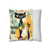 Atomic Cat, Funny Pillow For Cat Lovers, Cats, Pina Colada, Cocktails Mid Century Modern Pillow Case Home Decor