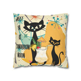 Atomic Cat, Funny Pillow For Cat Lovers, Cats, Pina Colada, Cocktails Mid Century Modern Pillow Case Home Decor