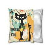 Atomic Cat, Funny Pillow For Cat Lovers, Cats, Pina Colada, Cocktails Mid Century Modern Pillow Case Home Decor