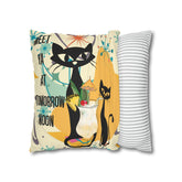 Atomic Cat, Funny Pillow For Cat Lovers, Cats, Pina Colada, Cocktails Mid Century Modern Pillow Case Home Decor