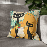 Atomic Cat, Funny Pillow For Cat Lovers, Cats, Pina Colada, Cocktails Mid Century Modern Pillow Case Home Decor