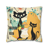 Atomic Cat, Funny Pillow For Cat Lovers, Cats, Pina Colada, Cocktails Mid Century Modern Pillow Case Home Decor