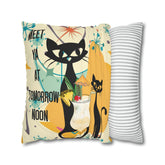 Atomic Cat, Funny Pillow For Cat Lovers, Cats, Pina Colada, Cocktails Mid Century Modern Pillow Case Home Decor