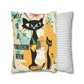 Atomic Cat, Funny Pillow For Cat Lovers, Cats, Pina Colada, Cocktails Mid Century Modern Pillow Case Home Decor