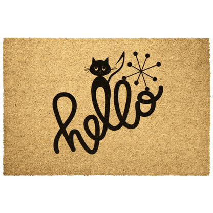 Atomic Cat, Kitschy Cute, Quirky, Summer Hello, Housewarming Mid Century Mod Welcome Mat Home Goods