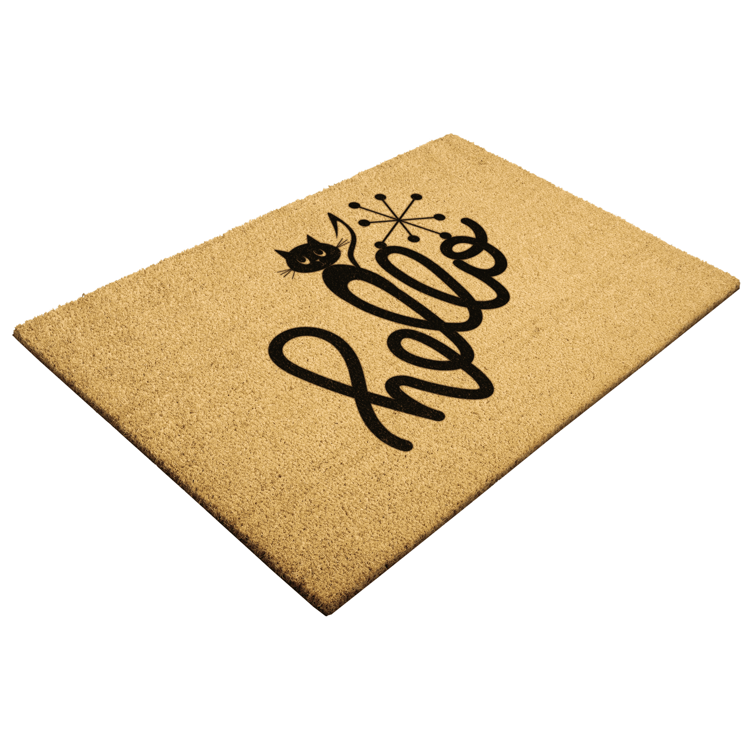 Atomic Cat, Kitschy Cute, Quirky, Summer Hello, Housewarming Mid Century Mod Welcome Mat Home Goods