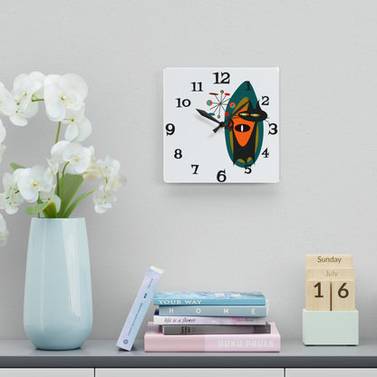 Atomic Cat, Kitschy Fun, Mid Century Modern, Acrylic Wall Clock Home Decor