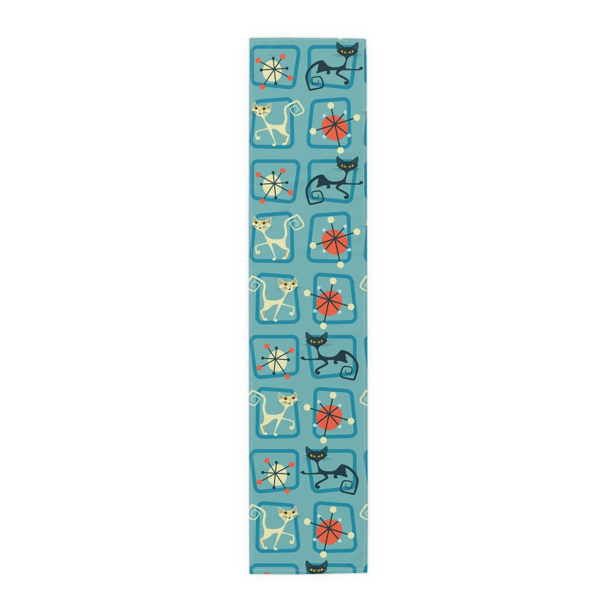 Atomic Cat, Kitschy Retro 50's Style Mid Century Modern Table Runner Home Decor