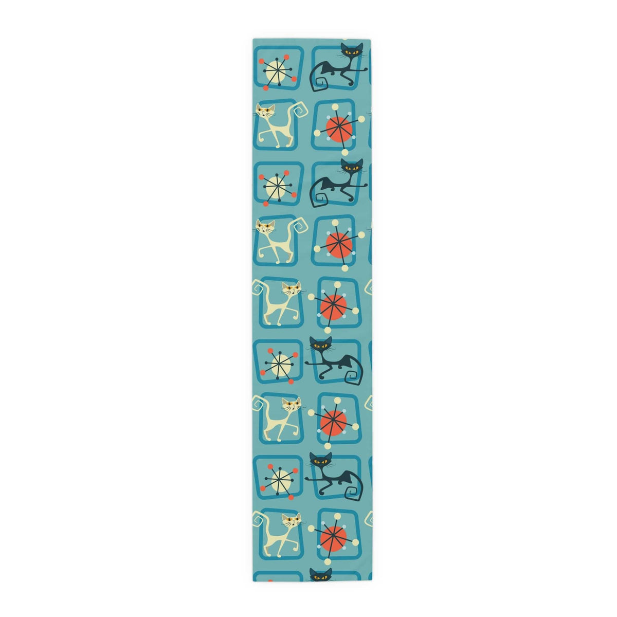 Atomic Cat, Kitschy Retro 50's Style Mid Century Modern Table Runner Home Decor