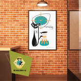 Atomic Cat, Mid Century Modern Kitchen Art, Atomic Clock, Good Morning, Kitchen Coffee Lover, Cat Momf Retro Satin Posters Poster Mid Century Modern Gal